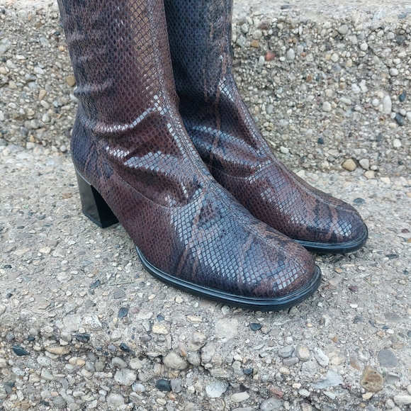Y2K Bleil Faux Snakeskin sock Boots Mid-Calf Size UK 8/10 US - Picture 7 of 13